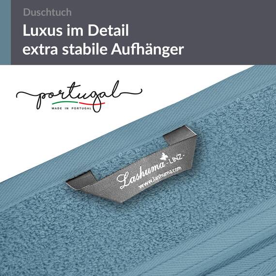 Lashuma Frottee Badetuch 70x140 cm, Linz Duschhandtuch groß Baumwolle Blau - Tauben