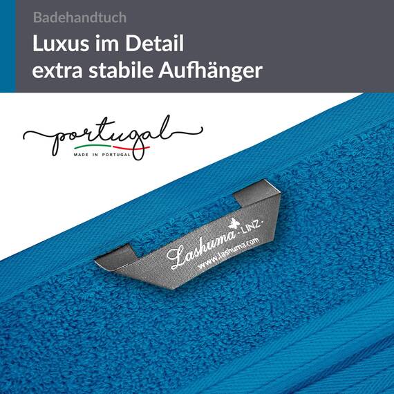Lashuma Frottee Badetuch groß aus 100% Baumwolle, Linz XXL Duschtuch 100x150 cm Blau - Petrol