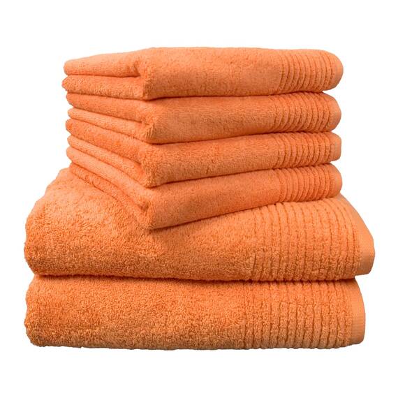 Dyckhoff Handtuchset "Brillant", 2 Badetücher / Duschtücher 70 x 140 cm und 4 Handtücher 50 x 100 cm, 6-teilig, peach