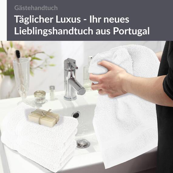 Lashuma 4er Premium Handtuchset Weiß, Linz kleine Frottee Gästetücher 30x50 cm