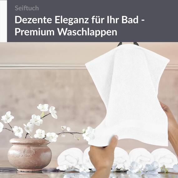 Lashuma Handtuch Set Weiß, 6 Stück weiche Seiftücher 30x30 cm, Waschtücher Frottee Serie: Linz