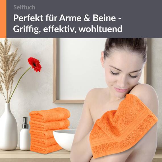 Lashuma 6er Set Baby Waschlappen Orange, Linz weiche, Flauschige Gästetücher 30x30 cm