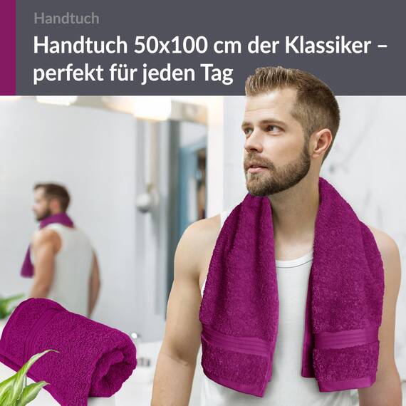Lashuma 2er Badezimmer Frottee Handtuch Set Lila - Orchidee, Linz extra weiche Baumwollhandtücher 50x100 cm