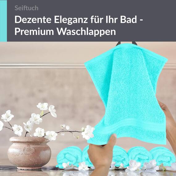 Lashuma Handtücher Set Türkis, Gästehandtücher 30x30, 6X Seiftücher Frottee Linz