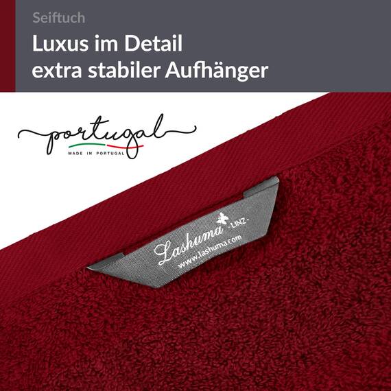 Lashuma 6er Set Frottee Seiftuch 30x30 cm, Linz Gästehandtücher Set Rot - Rubin