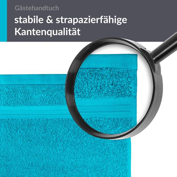 Lashuma 4X Gästetuch 30x50 cm, Handtuchset Blau - Aquamarin, Linz Handtücher klein