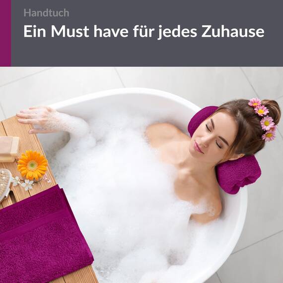 Lashuma 2er Badezimmer Frottee Handtuch Set Lila - Orchidee, Linz extra weiche Baumwollhandtücher 50x100 cm