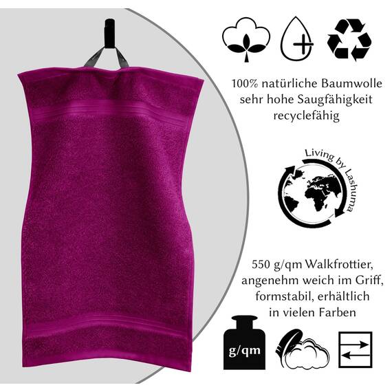 Lashuma 4er Handtücher Set Lila - Orchidee, Gästehandtücher waschbar 30x50, Linz Händehandtücher
