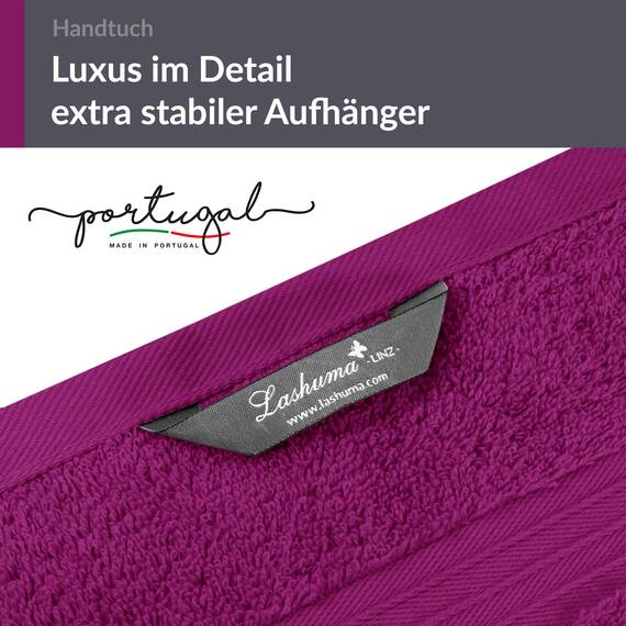 Lashuma 2er Badezimmer Frottee Handtuch Set Lila - Orchidee, Linz extra weiche Baumwollhandtücher 50x100 cm