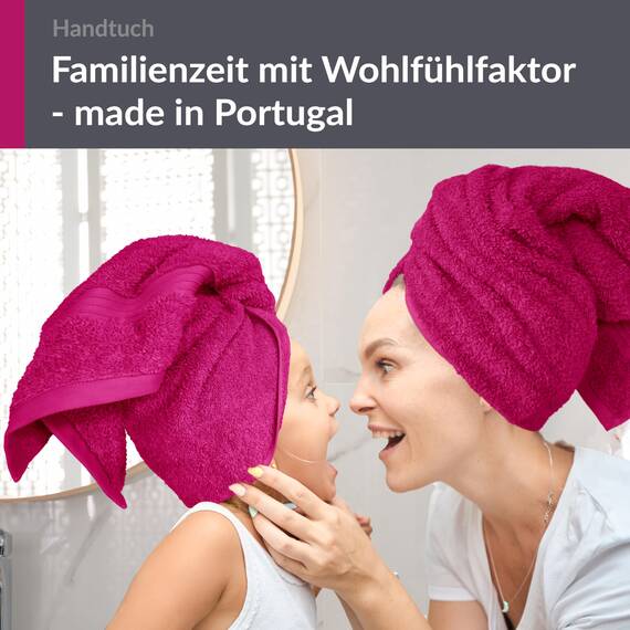 Lashuma Handtuch Set Dame Pink - Purpur, Linz 2X Handtuch Baumwolle für Füße 50x100 cm