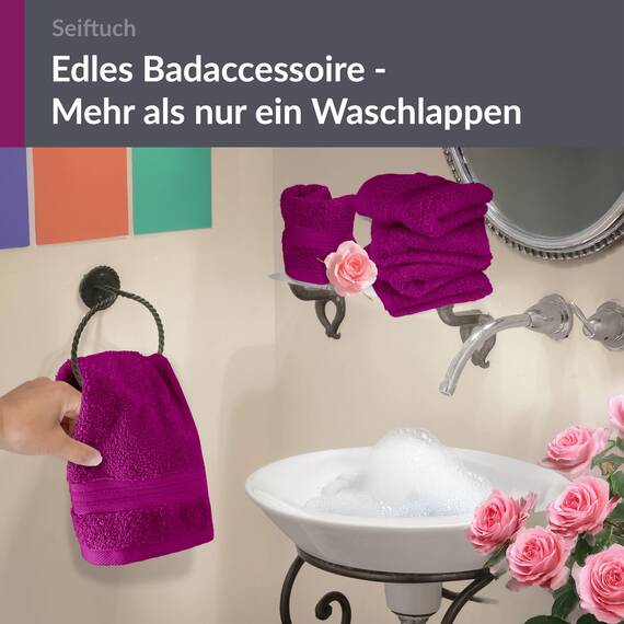 Lashuma 6X kleine Handtücher 30x30 cm, Linz Waschlappen Lila - Orchidee