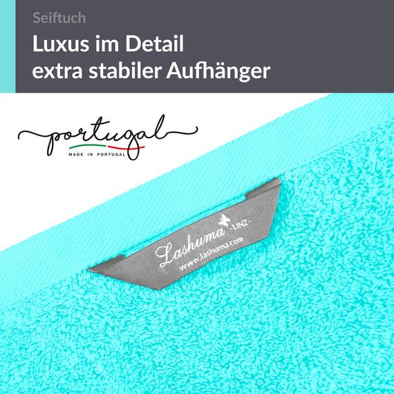 Lashuma Handtücher Set Türkis, Gästehandtücher 30x30, 6X Seiftücher Frottee Linz
