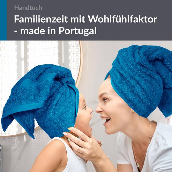 Lashuma 2er Handtuchset Blau - Petrol, Linz Frotteehandtücher 50x100 cm, Fitnesstücher saugstark
