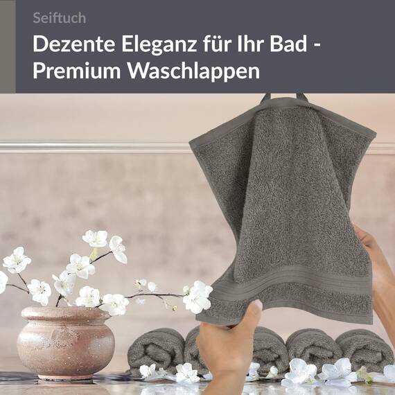 Lashuma 6er Handtücher Set Grau - Dunkel, Gästetücher 30x30, Linz Waschtücher Baumwolle