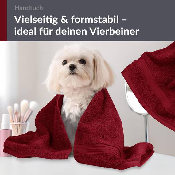 Lashuma 2X Handtuch Set Baumwolle 50x100 cm, Linz Wellness Badetuch Rot - Rubin