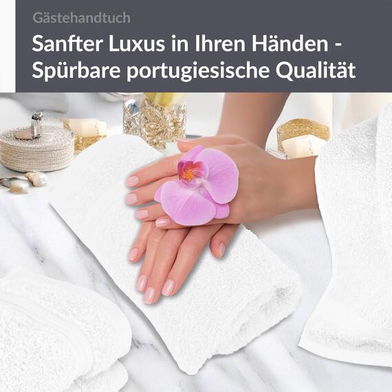 Lashuma 4er Premium Handtuchset Weiß, Linz kleine Frottee Gästetücher 30x50 cm