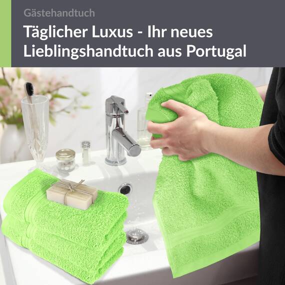 Lashuma 4 Stück Gästehandtuch klein 30x50 cm Baumwolle,Linz Bad Frotteetücher Grün - Apfel
