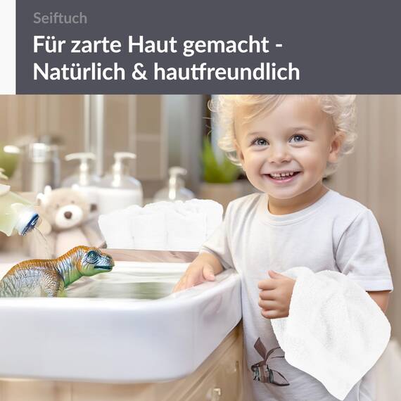 Lashuma Handtuch Set Weiß, 6 Stück weiche Seiftücher 30x30 cm, Waschtücher Frottee Serie: Linz