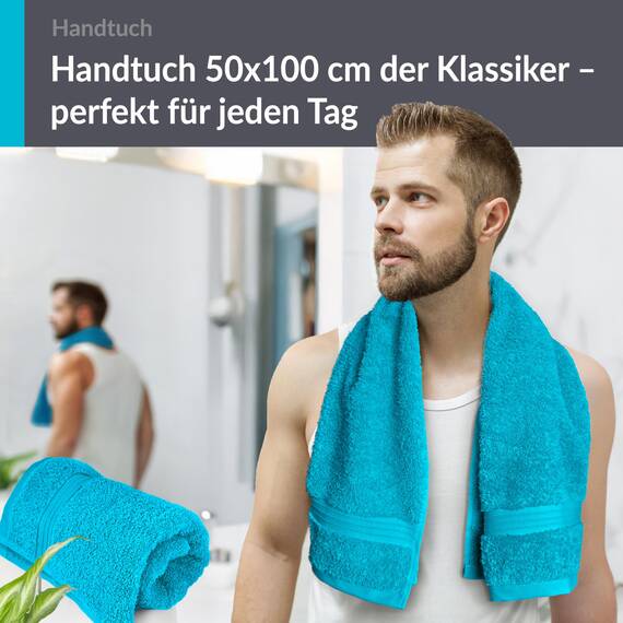Lashuma Flauschiges Handtuchset Blau - Aquamarin, Linz 2X Fitness Handtücher 50x100 cm