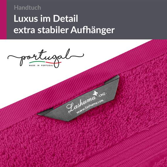 Lashuma Handtuch Set Dame Pink - Purpur, Linz 2X Handtuch Baumwolle für Füße 50x100 cm