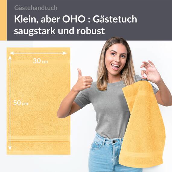 Lashuma 4X Flauschige Gästetücher 30x50, Handtuchset Gelb - Aprikose, WC Handtücher Serie: Linz