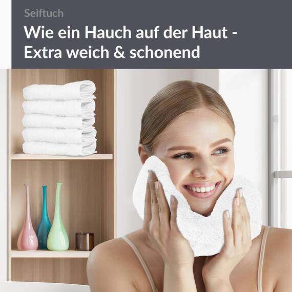 Lashuma Handtuch Set Weiß, 6 Stück weiche Seiftücher 30x30 cm, Waschtücher Frottee Serie: Linz