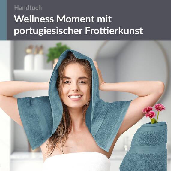 Lashuma Badtextilien Handtuch Badetuch Set Blau - Tauben, Linz 2X Handtücher für Sauna 50x100 cm