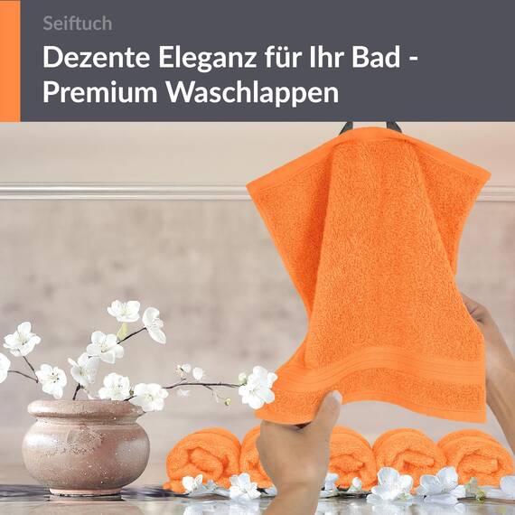 Lashuma 6er Set Baby Waschlappen Orange, Linz weiche, Flauschige Gästetücher 30x30 cm