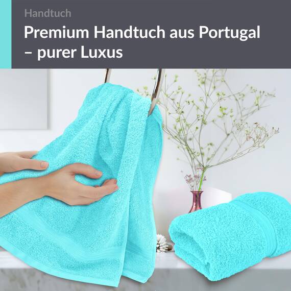 Lashuma 2er Flauschiges Handtücher Set 50x100 cm, Linz flauschig und saugstarkes Frottierhandtuch Türkis