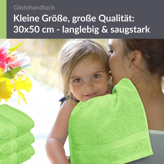 Lashuma 4 Stück Gästehandtuch klein 30x50 cm Baumwolle,Linz Bad Frotteetücher Grün - Apfel