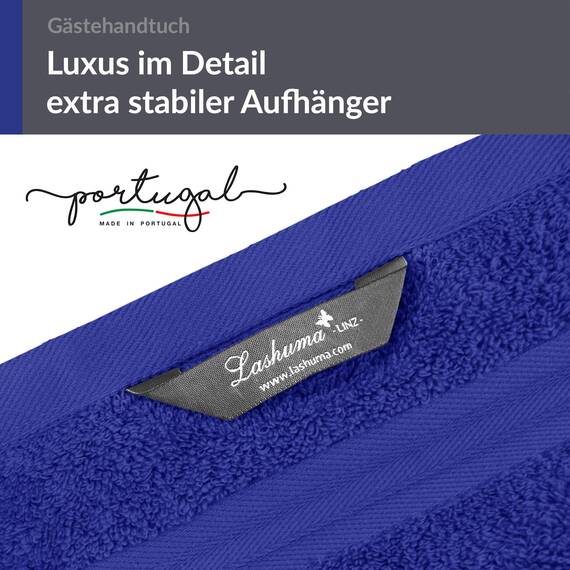 Lashuma 4 teiliges Gästetuch Set - Frottee Serie Linz - WC Handtücher Klein 30x50 - Gästehandtuch Königs Blau