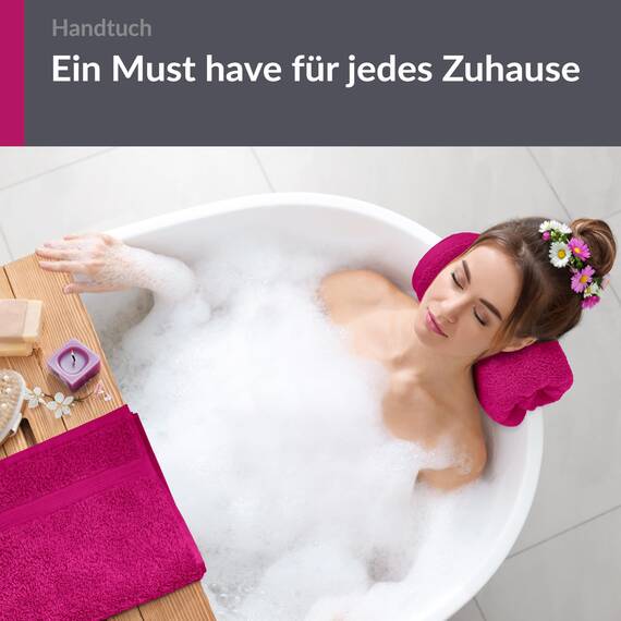 Lashuma Handtuch Set Dame Pink - Purpur, Linz 2X Handtuch Baumwolle für Füße 50x100 cm
