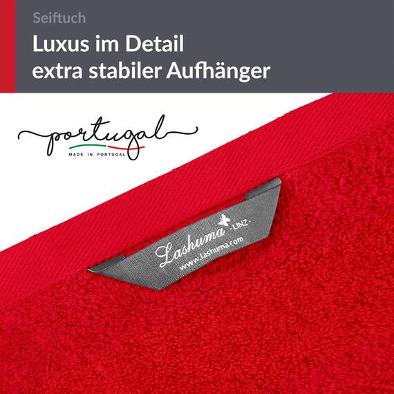 Lashuma 6er Set Seiftuch 30x30 cm, hochwertige Gästehandtücher Rot - Scharlach, Kleine Handtücher Linz