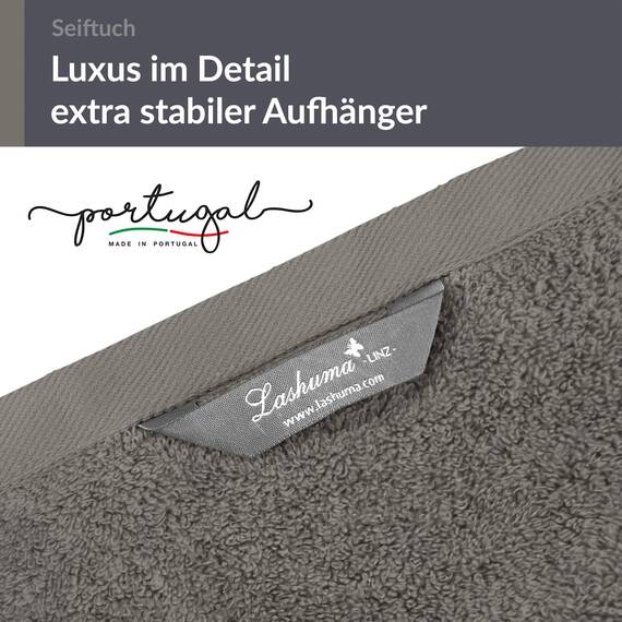 Lashuma 6er Handtücher Set Grau - Dunkel, Gästetücher 30x30, Linz Waschtücher Baumwolle