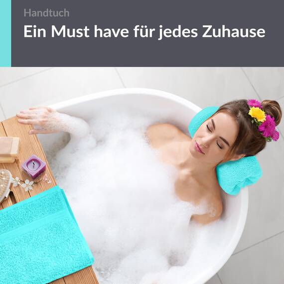 Lashuma 2er Flauschiges Handtücher Set 50x100 cm, Linz flauschig und saugstarkes Frottierhandtuch Türkis