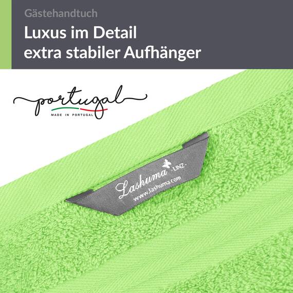 Lashuma 4 Stück Gästehandtuch klein 30x50 cm Baumwolle,Linz Bad Frotteetücher Grün - Apfel