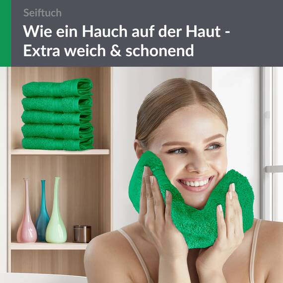 Lashuma Linz Seiftücher Set 30x30, 6er Handtuchset Grün - Forst, Gästehandtücher Frottee 100% Baumwolle