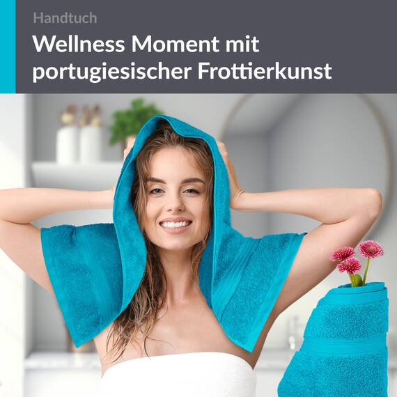 Lashuma Flauschiges Handtuchset Blau - Aquamarin, Linz 2X Fitness Handtücher 50x100 cm