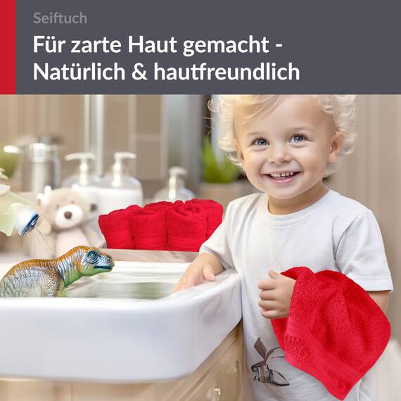 Lashuma 6er Set Seiftuch 30x30 cm, hochwertige Gästehandtücher Rot - Scharlach, Kleine Handtücher Linz