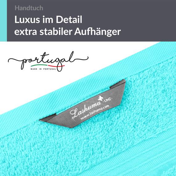Lashuma 2er Flauschiges Handtücher Set 50x100 cm, Linz flauschig und saugstarkes Frottierhandtuch Türkis