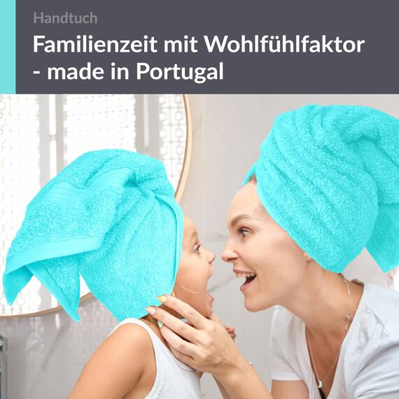 Lashuma 2er Flauschiges Handtücher Set 50x100 cm, Linz flauschig und saugstarkes Frottierhandtuch Türkis