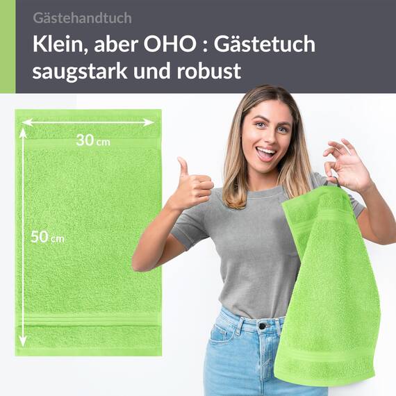 Lashuma 4 Stück Gästehandtuch klein 30x50 cm Baumwolle,Linz Bad Frotteetücher Grün - Apfel