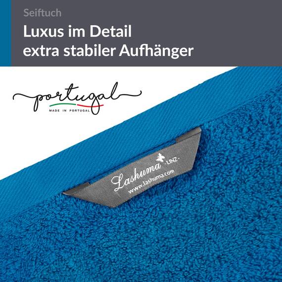 Lashuma Waschlappen Set 6 teilig, kleine Gästetücher Blau Petrol, Linz Badezimmer Handtücher 30x30 cm