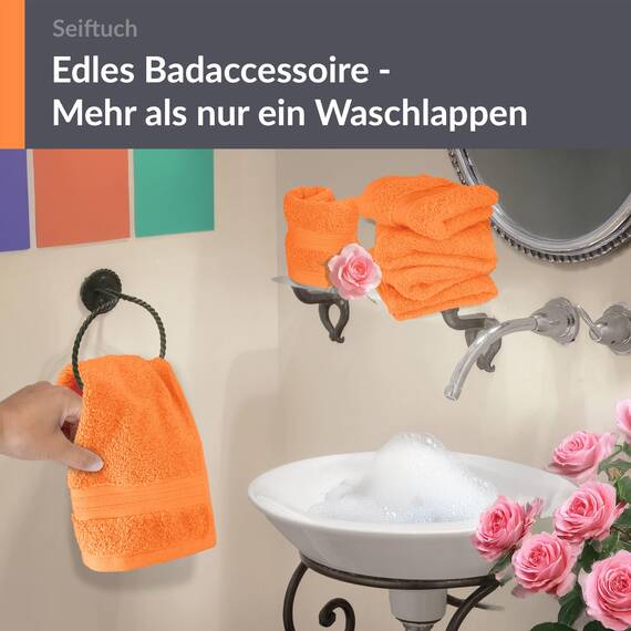 Lashuma 6er Set Baby Waschlappen Orange, Linz weiche, Flauschige Gästetücher 30x30 cm