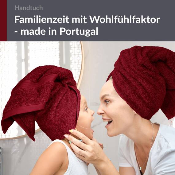 Lashuma 2X Handtuch Set Baumwolle 50x100 cm, Linz Wellness Badetuch Rot - Rubin
