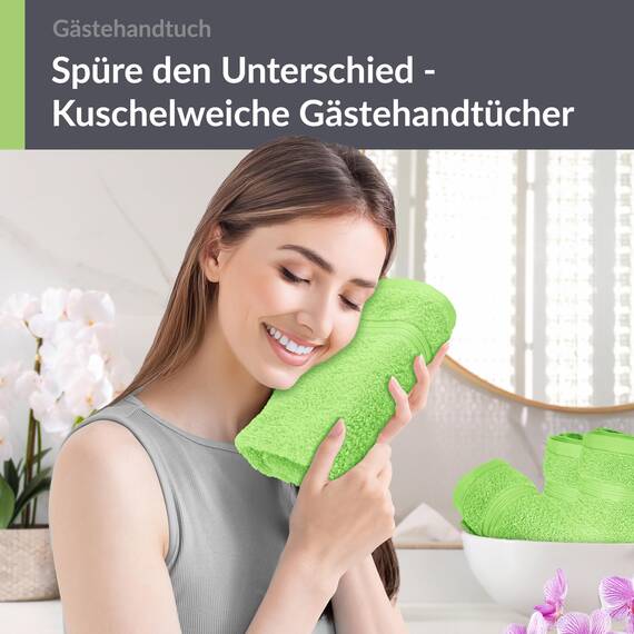 Lashuma 4 Stück Gästehandtuch klein 30x50 cm Baumwolle,Linz Bad Frotteetücher Grün - Apfel