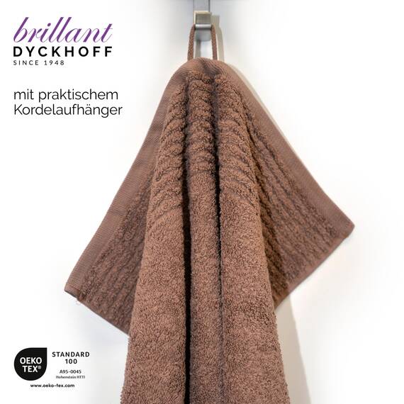 Dyckhoff Handtuchset "Brillant", 2 Badetücher / Duschtücher 70 x 140 cm und 4 Handtücher 50 x 100 cm, 6-teilig, nuss