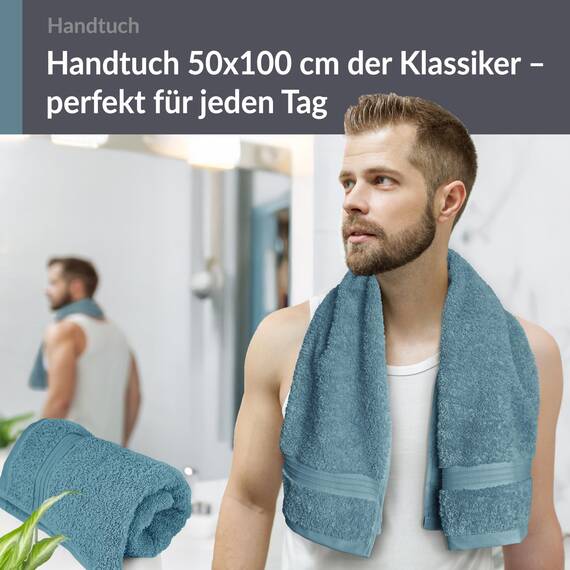 Lashuma Badtextilien Handtuch Badetuch Set Blau - Tauben, Linz 2X Handtücher für Sauna 50x100 cm