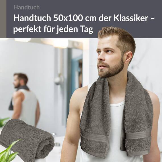 Lashuma Handtuchset flauschig Grau - Dunkel, Linz 2X Pool Handtuch Männer 50x100 cm