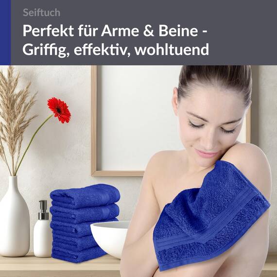 Lashuma Gästehandtücher Set Blau - Königsblau, 6 Stück kleine Handtücher 30x30, Serie: Linz